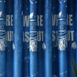 Mörkläggningsgardin Med Mönster I Blått Och Rymdmönster, Måttbeställd, För Pojkar Och Barn I Sovrummet