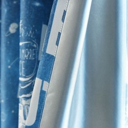 Mörkläggningsgardin Med Mönster I Blått Och Rymdmönster, Måttbeställd, För Pojkar Och Barn I Sovrummet