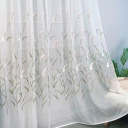 Moderna Broderade Tyllgardiner I Vass, Transparent Voile, Vardagsrum, Sovrum