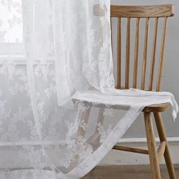Modern Tyllgardin, Måttbeställd, Blommig Voile, Transparent För Vardagsrum