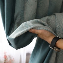 Mörkläggningsgardin Måttbeställd Gardin Europeisk Enkel Stil Mjuk Bomull Blå Jacquard Dekorativt Sovrum