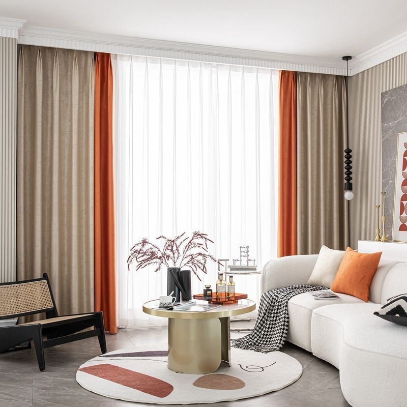 Mörkläggande Geometriska Jacquardgardiner För Vardagsrum