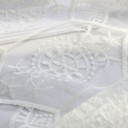 Enkel, Transparent Gardin, Måttbeställd, Vit, Alla Matchande Broderier, Vardagsrum