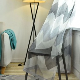 Nordisk Enkel, Skir Gardin, Måttbeställd, Vågigt Mönster, Tryckt Vardagsrum