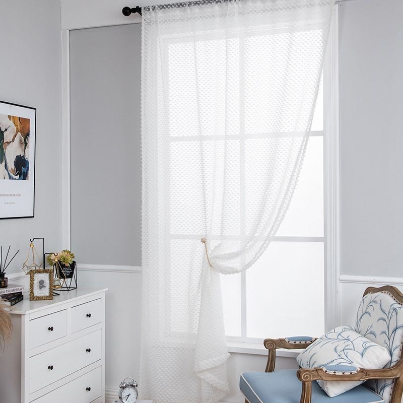 Vita Transparenta Gardiner, Måttbeställda, Präglade Voilegardiner För Vardagsrum/Sovrum