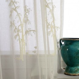 Klassisk Transparent Gardin, Måttbeställd Gardin, Broderade Bambu-Tyllgardiner För Vardagsrum