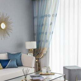 Lyxig Broderad Tyllgardin, Måttbeställd Voilegardin, Transparent Vardagsrum