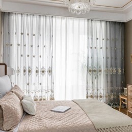 Broderad Tyllgardin Måttbeställd Gardin Europeisk Lyxig Transparent Voile Vardagsrum