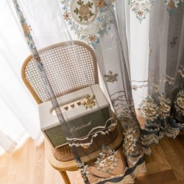 Broderad Tyllgardin Måttbeställd Gardin Europeisk Lyxig Transparent Voile Vardagsrum