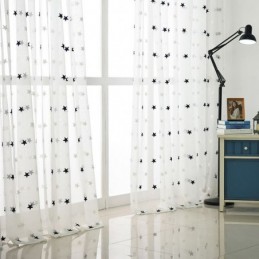 Stjärnbroderad Voilegardin Måttbeställd Gardinpanel Vardagsrum Sovrum Glasdörr Fönster