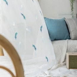 Fjäderbroderad Transparent Gardin Måttbeställd Minimalistisk Andningsbar Vardagsrumssovrum