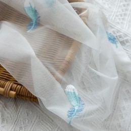 Fjäderbroderad Transparent Gardin Måttbeställd Minimalistisk Andningsbar Vardagsrumssovrum