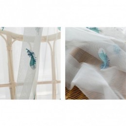 Fjäderbroderad Transparent Gardin Måttbeställd Minimalistisk Andningsbar Vardagsrumssovrum