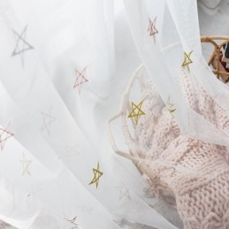 Exklusiv Broderig Gardin Måttbeställd Gardin Pentagrammönster Transparent Vardagsrumssovrum