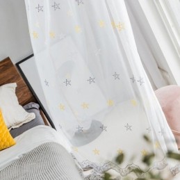 Exklusiv Broderig Gardin Måttbeställd Gardin Pentagrammönster Transparent Vardagsrumssovrum