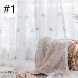 Exklusiv Broderig Gardin Måttbeställd Gardin Pentagrammönster Transparent Vardagsrumssovrum