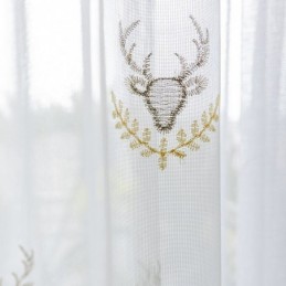 Klassisk Skir Gardin, Måttbeställd Gardin, Broderade Tyllgardiner Med Hjortmotiv För Vardagsrum