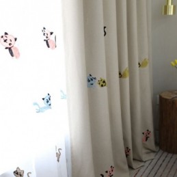 Mörkläggningsgardin Max Modern Måttbeställd Gardin Smiley Cat Broderad Sovrum