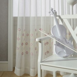 Nordisk Broderad Tyllgardin Måttbeställd Gardin Blommig Voile Transparent Vardagsrum