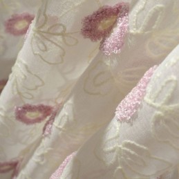 Nordisk Broderad Tyllgardin Måttbeställd Gardin Blommig Voile Transparent Vardagsrum