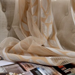 Nordiska, Skira Gardiner I Tyll Med Lövmönster Och Jacquardmönster För Vardagsrummet