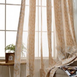 Nordiska, Skira Gardiner I Tyll Med Lövmönster Och Jacquardmönster För Vardagsrummet