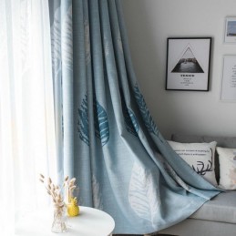 Mörkläggningsgardin Med Bladmönster, Måttbeställd, Modern Minimalistisk Fönsterbehandling