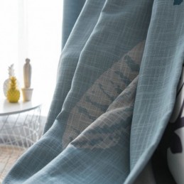 Mörkläggningsgardin Med Bladmönster, Måttbeställd, Modern Minimalistisk Fönsterbehandling