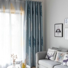 Mörkläggningsgardin Med Bladmönster, Måttbeställd, Modern Minimalistisk Fönsterbehandling