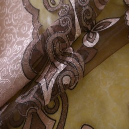 Europeisk Lantlig Transparent Gardin Måttbeställd Gardin Med Blommönster I Jacquard, Halvmörkläggning, Vardagsrum