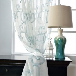 Andningsbar, Skir Gardin, Måttbeställd Gardin, Lyckosamma Moln, Broderad, Vardagsrum