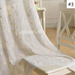 Lantlig Transparent Gardin Måttbeställd Gardin Med Andningsbar Lövbroderi I Vardagsrummet