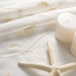 Lantlig Transparent Gardin Måttbeställd Gardin Med Andningsbar Lövbroderi I Vardagsrummet