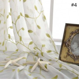 Lantlig Transparent Gardin Måttbeställd Gardin Med Andningsbar Lövbroderi I Vardagsrummet