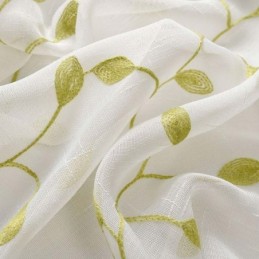 Lantlig Transparent Gardin Måttbeställd Gardin Med Andningsbar Lövbroderi I Vardagsrummet