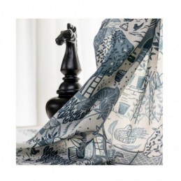 Lantlig Stil Bomullslinnegardin Måttbeställd Halvmörkläggande Mönstrad Gardin För Sovrum Burspråk