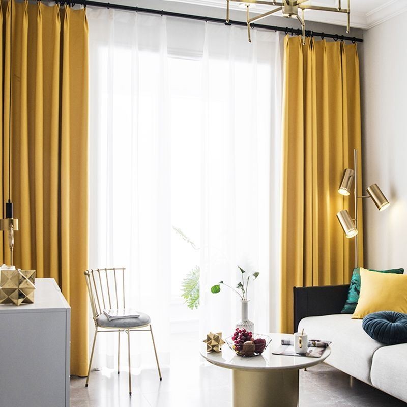 Modern Mörkläggningsgardin Måttbeställd Enfärgad Linnegardin För Vardagsrum/Sovrum