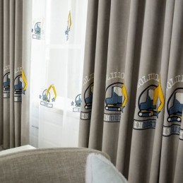 Broderad Tecknad Gardin, Måttbeställd Gardin För Barnrum