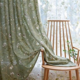 Mörkläggningsgardin I Bomull Och Linne, Måttbeställd, Amerikanskt Tryck, Andningsbar Fönsterpanel, Sovrum