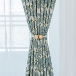 Mörkläggningsgardin Modern Max Måttbeställd Gardin Grönt Bladmönster Sovrum