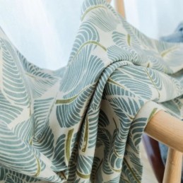 Mörkläggningsgardin Modern Max Måttbeställd Gardin Grönt Bladmönster Sovrum