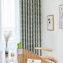 Mörkläggningsgardin Modern Max Måttbeställd Gardin Grönt Bladmönster Sovrum