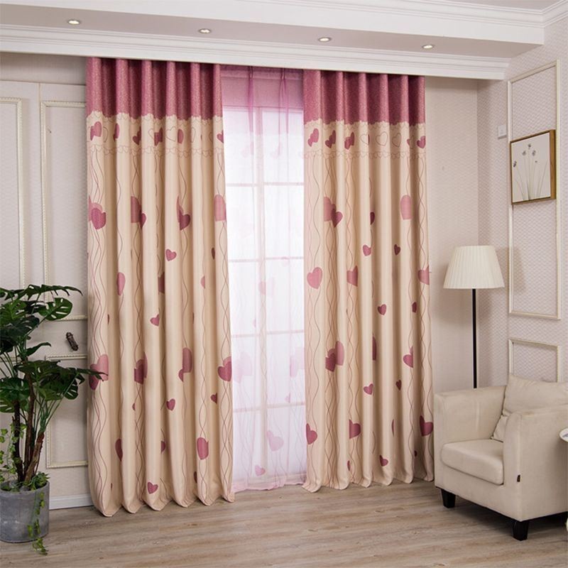 Hjärttryckta Fönsterpaneler Mörkläggande Gardiner För Vardagsrum/Sovrum