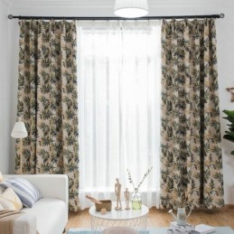 Mörkläggningsgardin Thicken Max Måttbeställd Gardin Grön Bananlöv Jacquard Rumsförmörkande