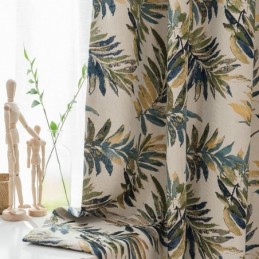 Mörkläggningsgardin Thicken Max Måttbeställd Gardin Grön Bananlöv Jacquard Rumsförmörkande