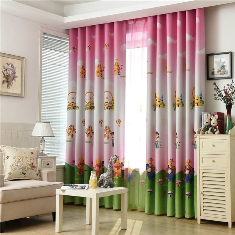 Mörkläggningsgardin Med Tecknad Karaktär, Måttbeställd Gardin, Nalle Puh-Mönster, Gardiner För Barnrum