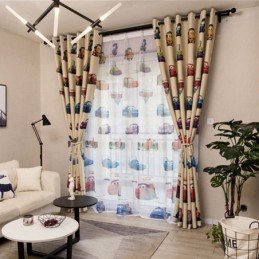 Barn Mörkläggningsgardiner Fina Tecknade Biltryck Dekoration Fönstergardiner