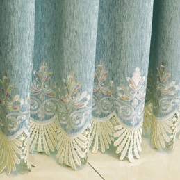 Mössad Chenillegardin Med Broderi I Europeisk Stil, Fönsterbehandling Med Blommor