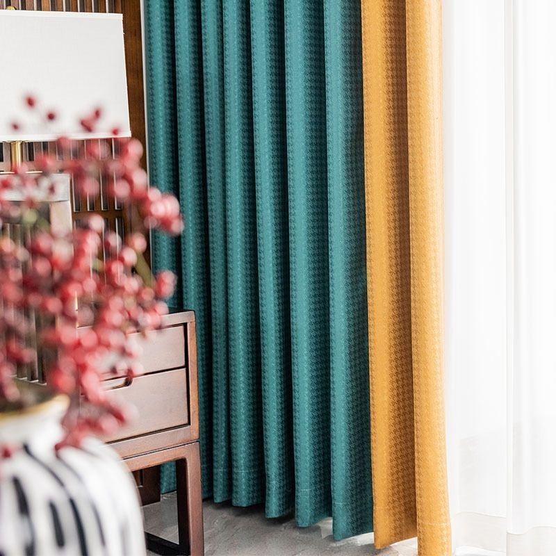 Hundtandsmönster Jacquardgardin Måttbeställd Mörkläggningsgardin För Vardagsrum Sovrum