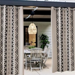 Vattentäta Draperier Med Geometriskt Tryck För Veranda, Lusthus Och Uteplats